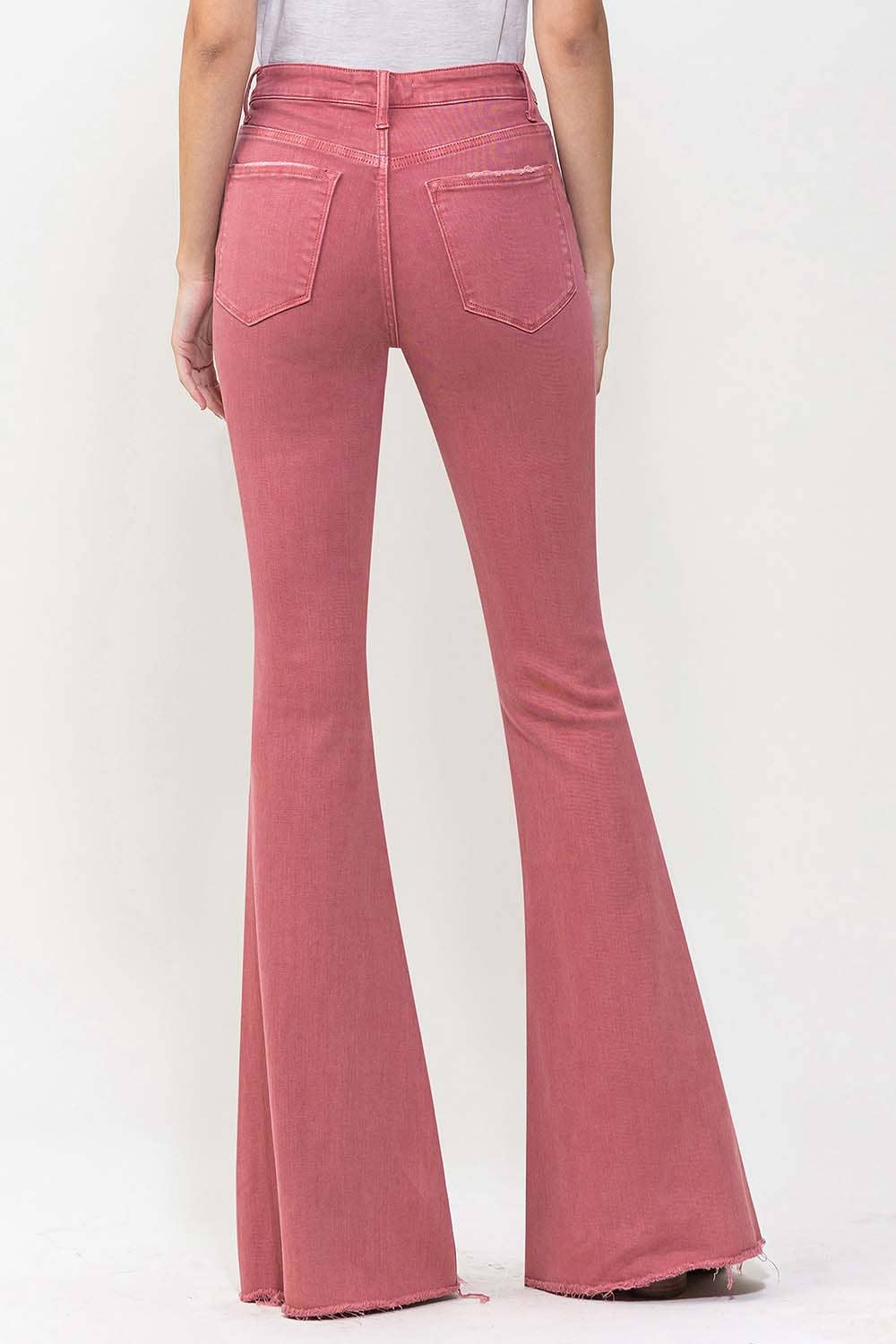 HIGH RISE SUPER FLARE JEANS- MINERAL RED