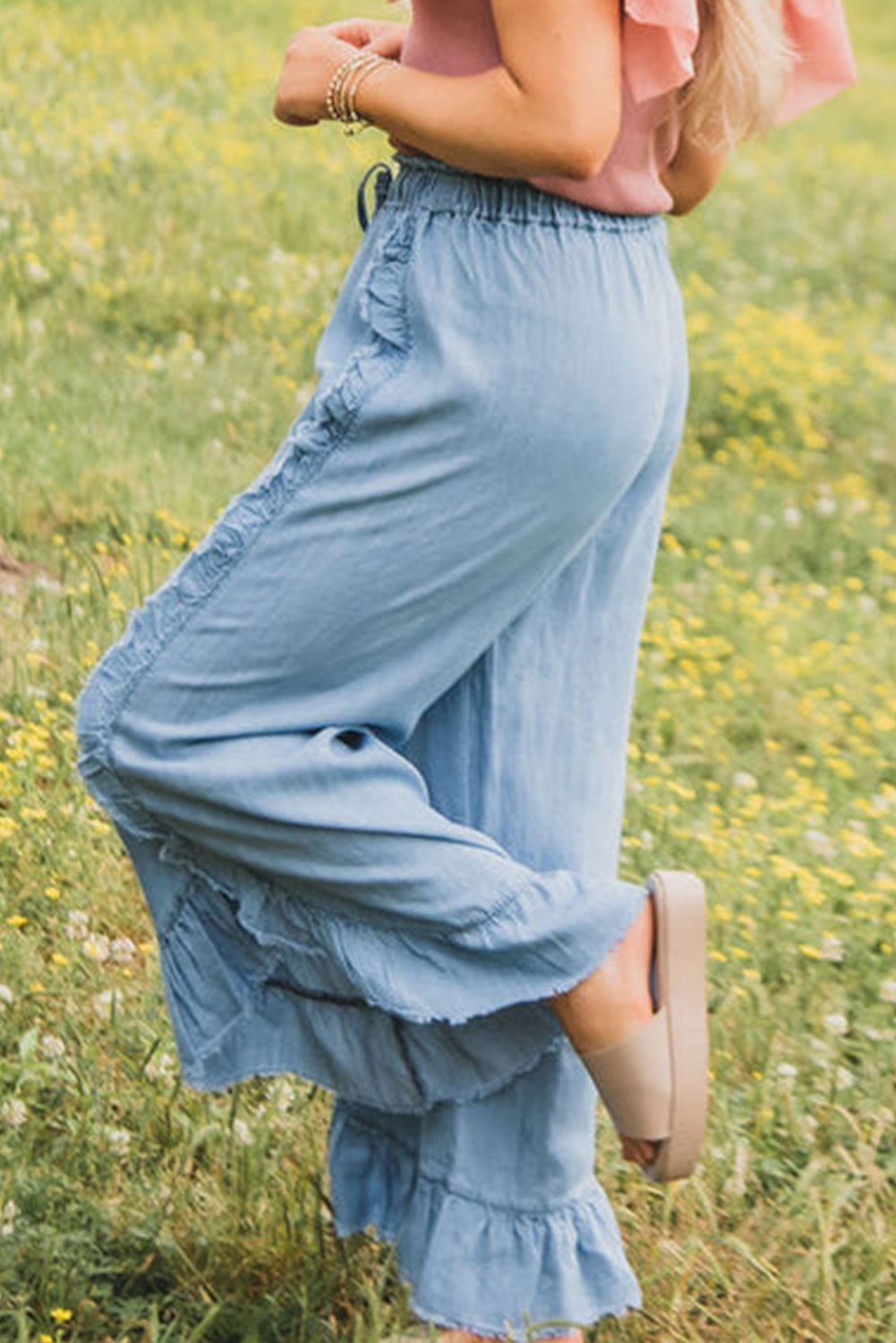 Raw Hem Ruffled Jeans LT