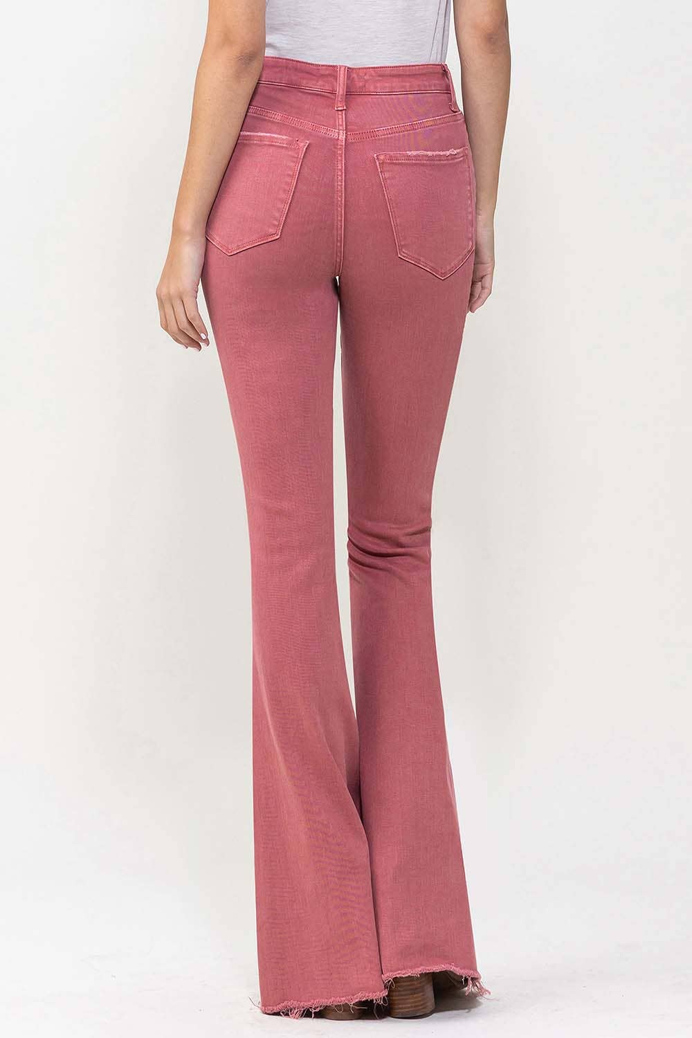 HIGH RISE SUPER FLARE JEANS- MINERAL RED