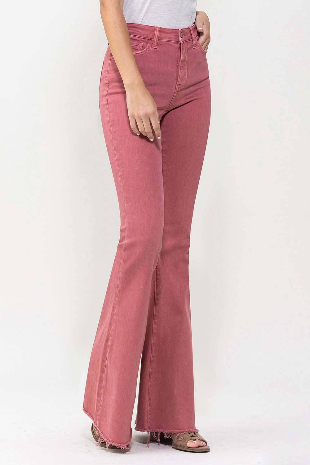 HIGH RISE SUPER FLARE JEANS- MINERAL RED