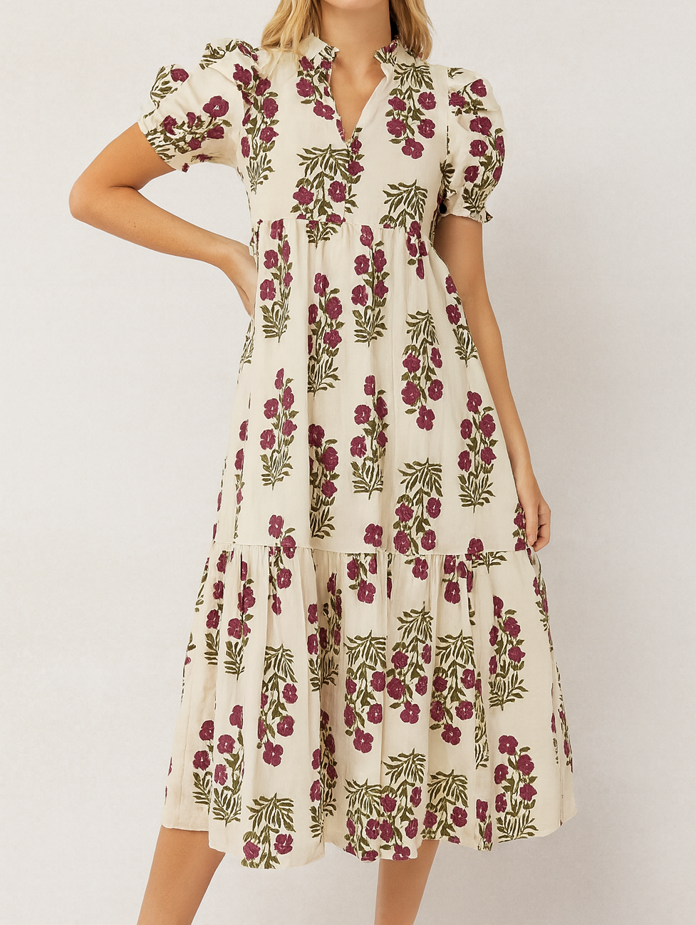 Beige Floral Maxi Dress LT