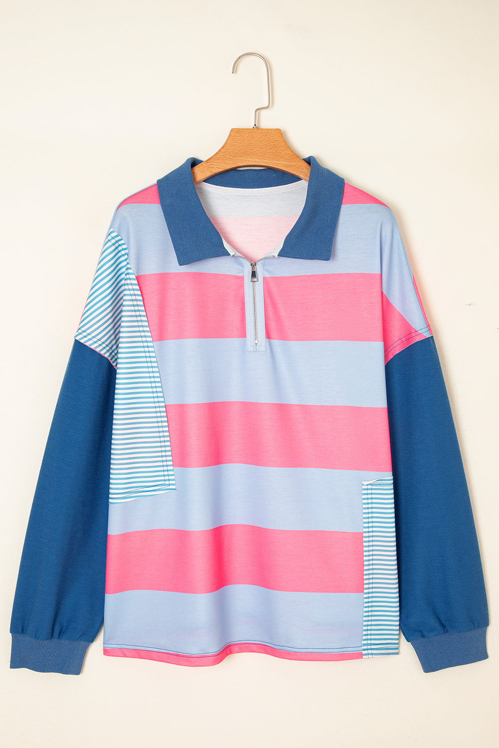 Blue Stripe Colorblock Plus Pullover September.