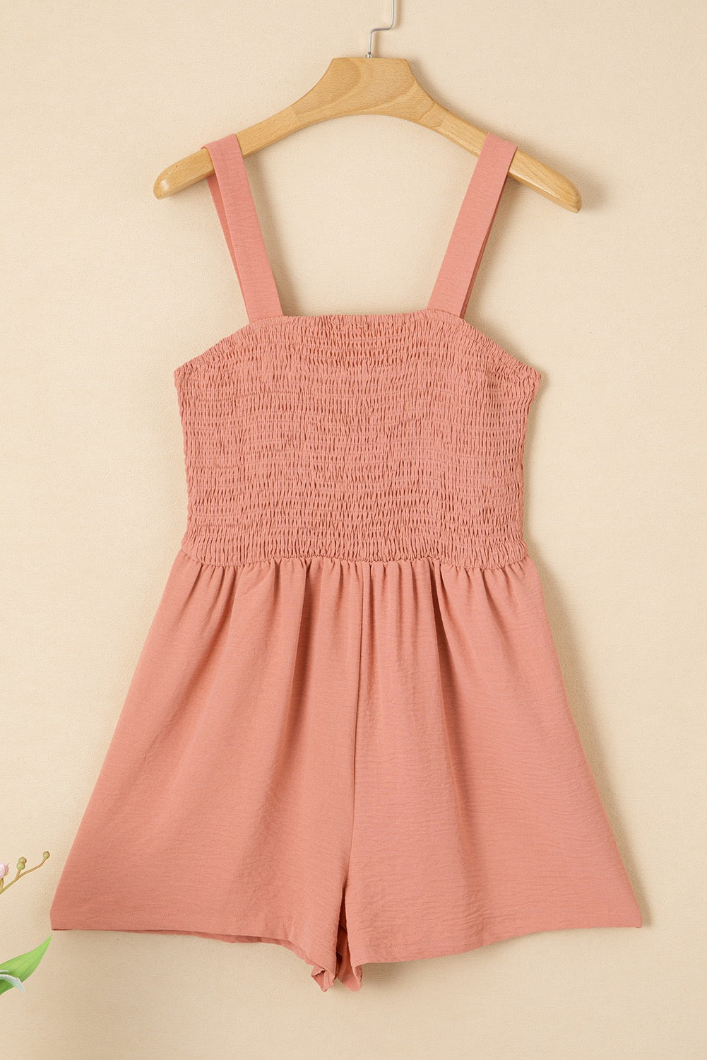 Apricot Pink Smocked Romper LT
