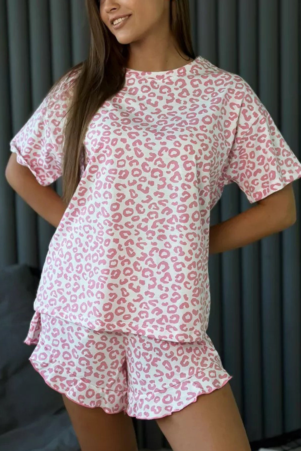 Pink Leopard Crew Set September.