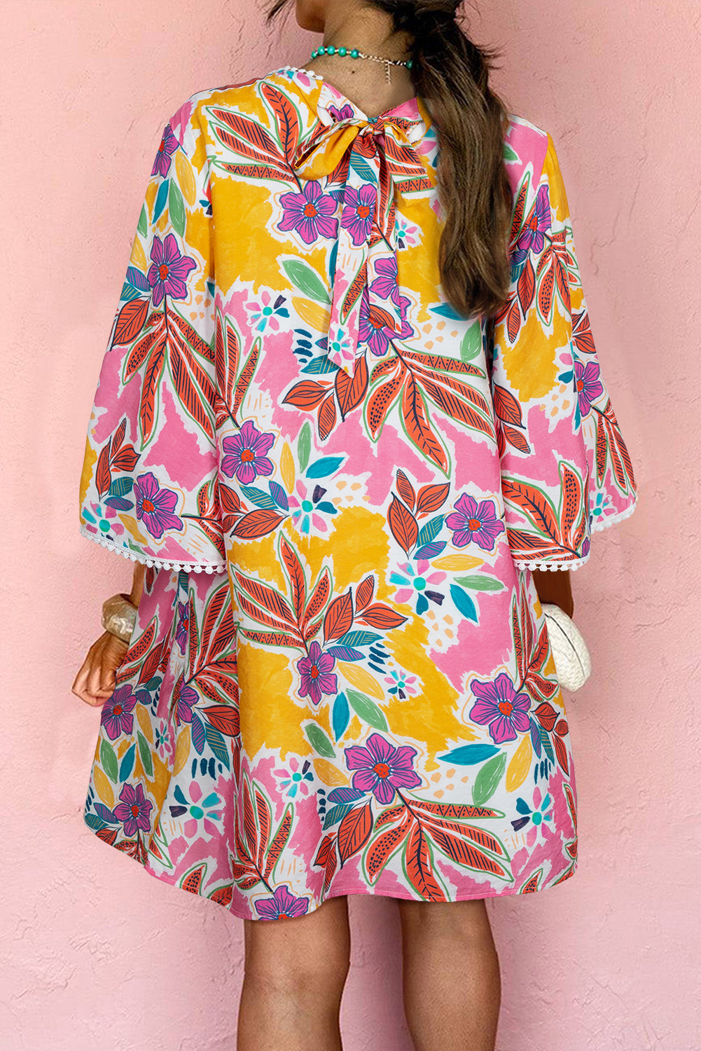 Pink Floral Trimmed Dress LT