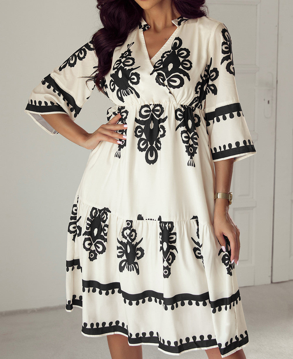 Western Print Midi Dress LT