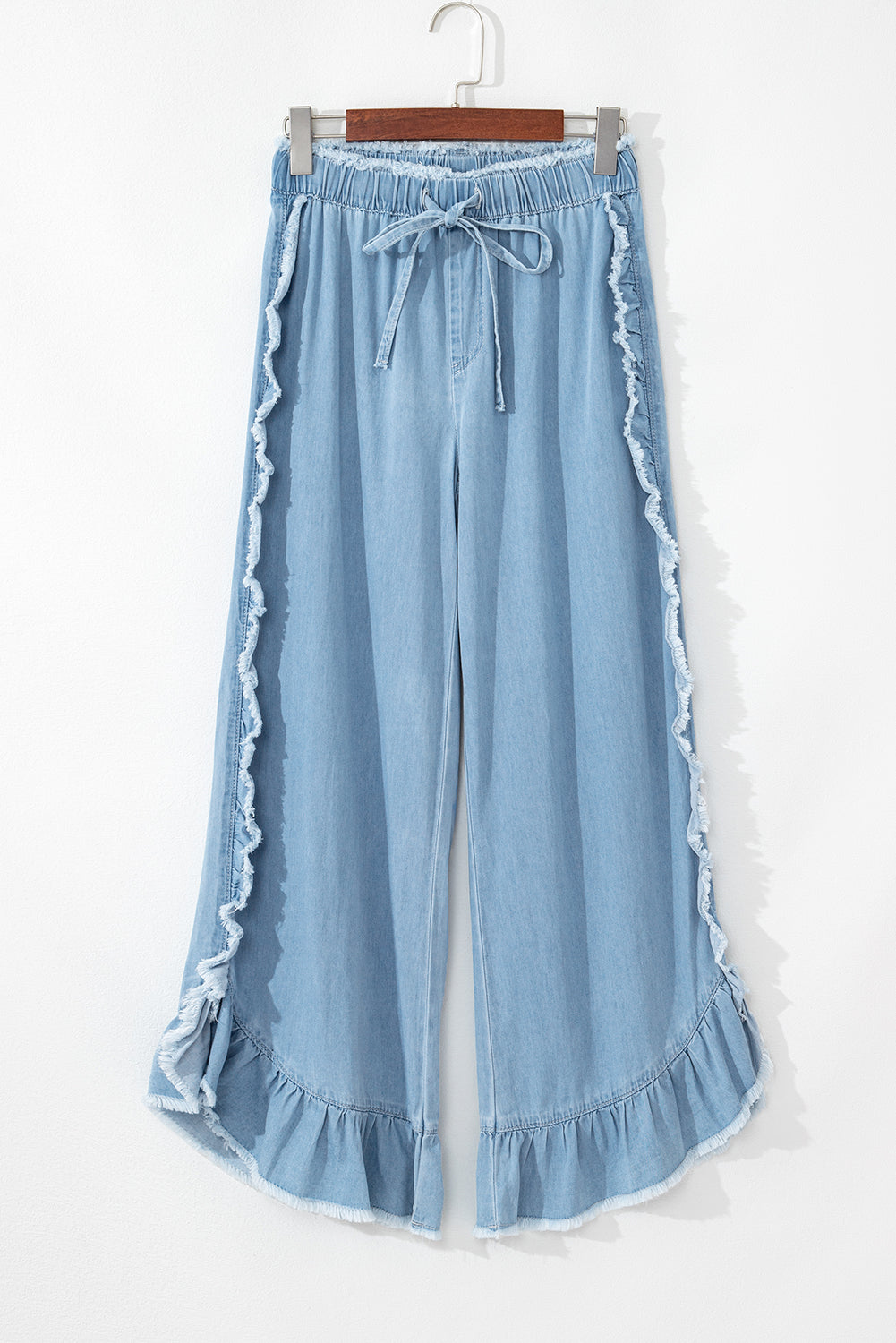 Raw Hem Ruffled Jeans LT