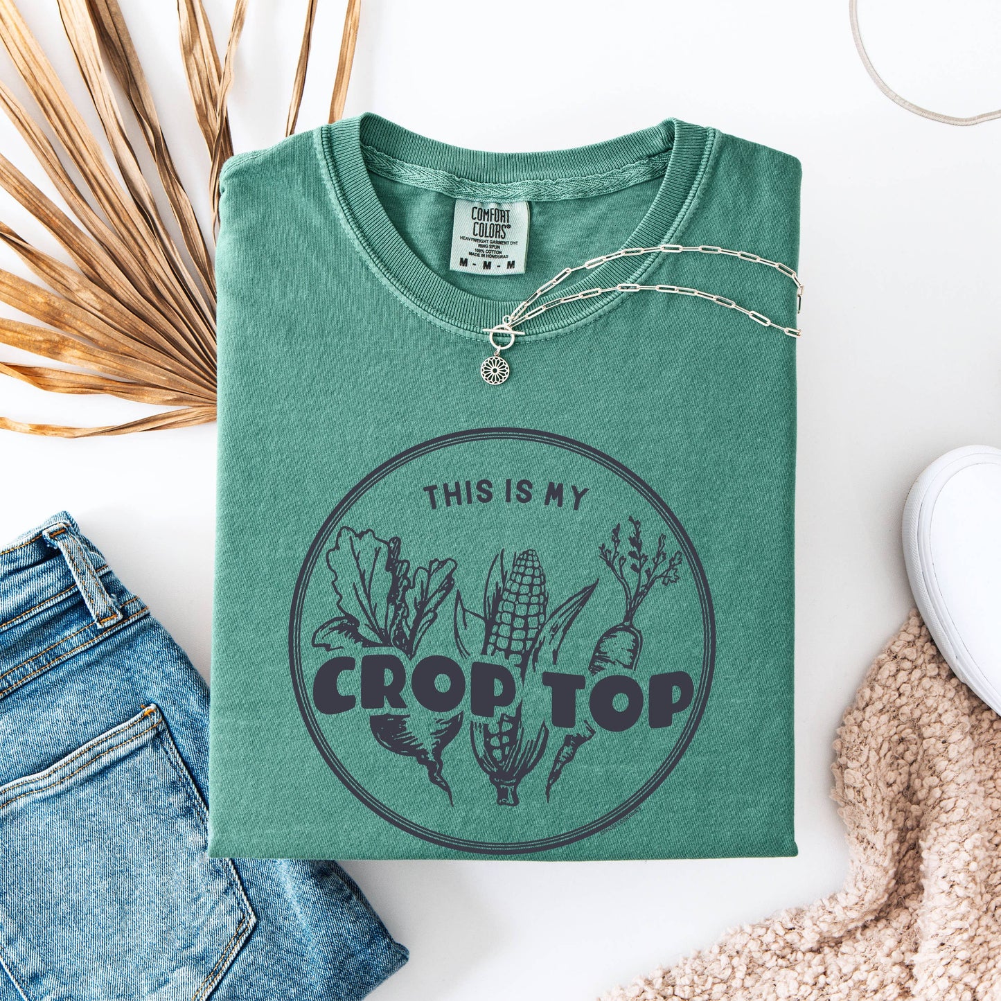 CROP TOP - Graphic Tee : Green / L
