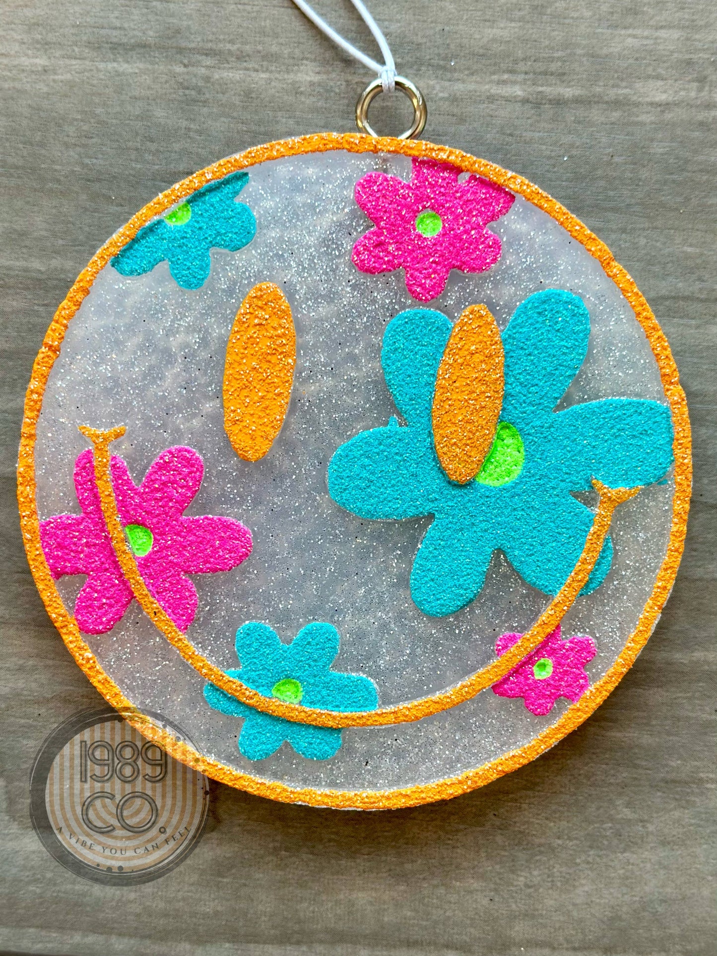 Floral Smiley Car Freshie: Monkey Farts