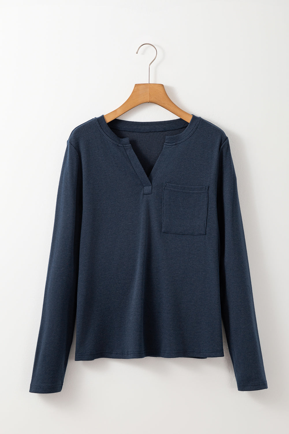 Navy Long Sleeve V-Neck Top LT