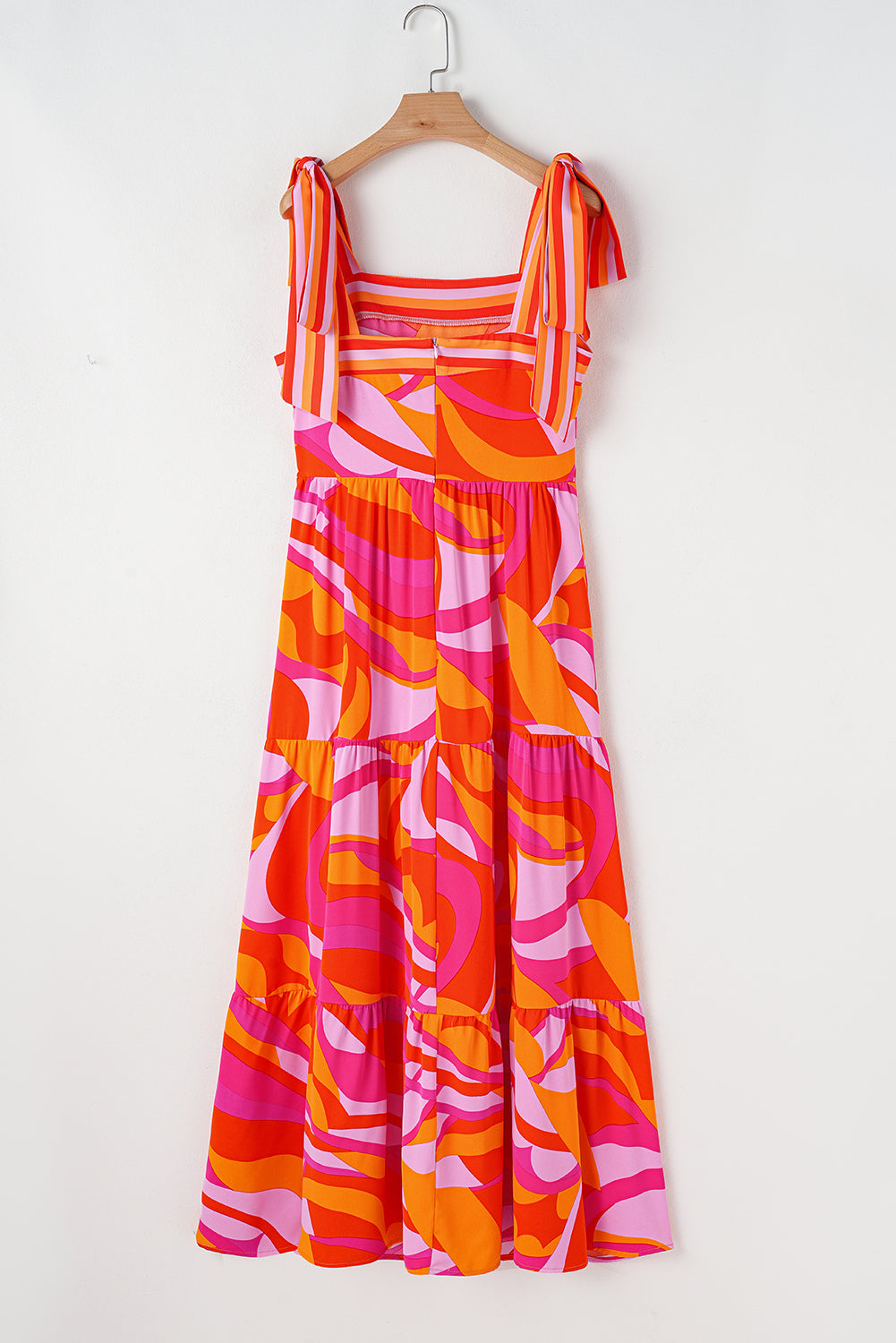 Pink Abstract Knotted Strap Maxi Dress LT