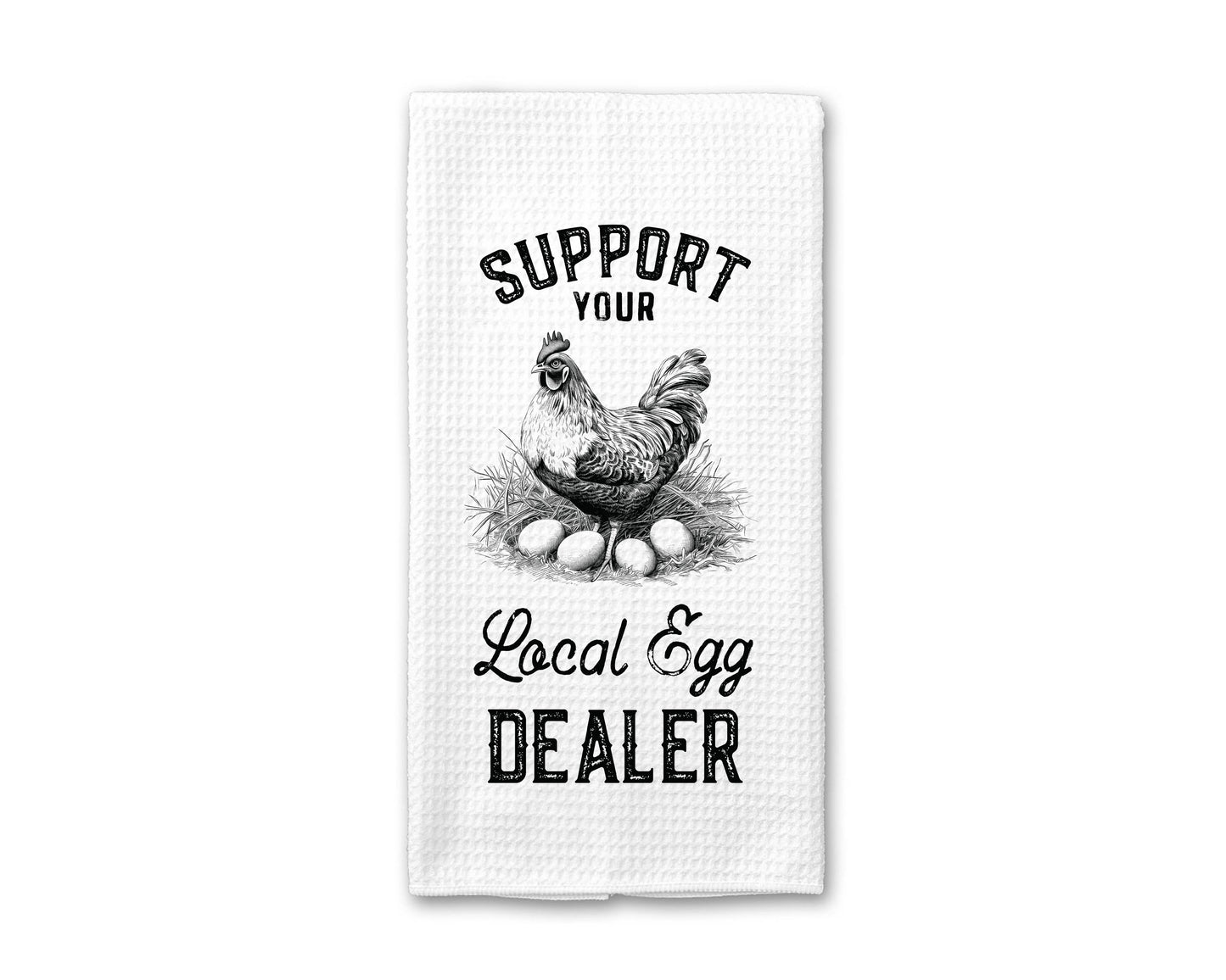 Support Egg Dealer Kitchen Towel, Waffle Weave Chicken Towel: Transparent Cellophane Sleeve