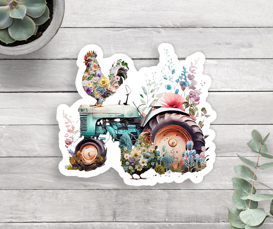 Farm Tractor Vinyl Sticker