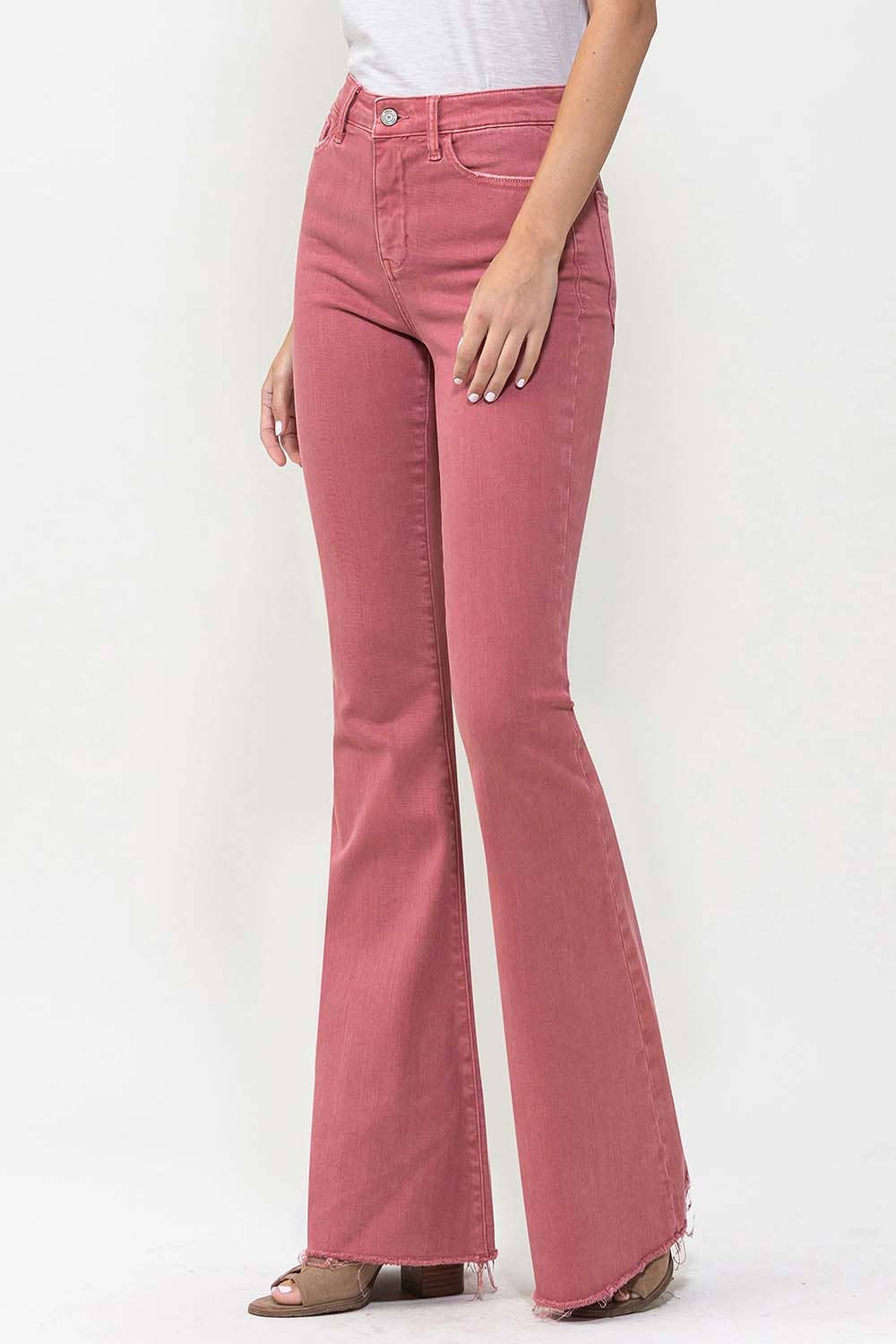 HIGH RISE SUPER FLARE JEANS- MINERAL RED