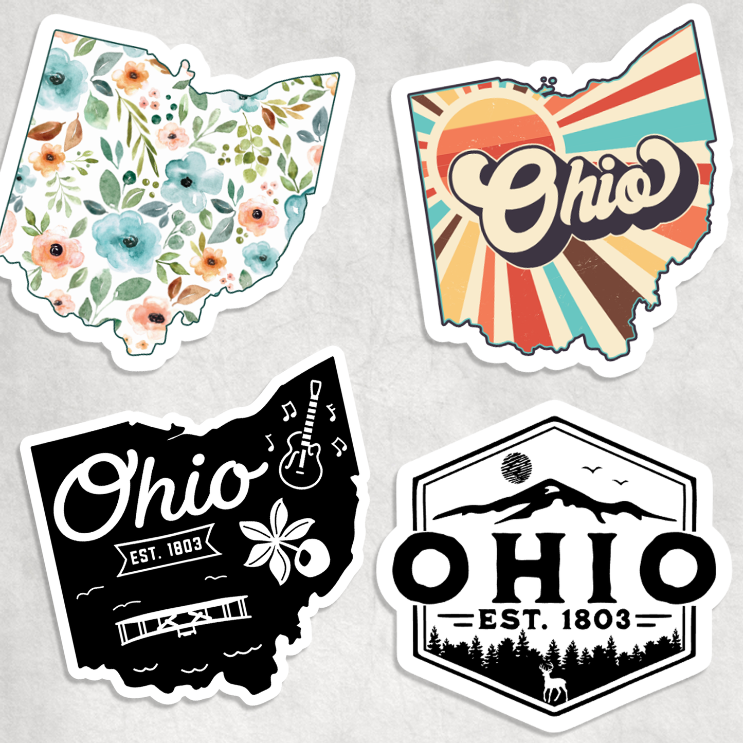 Ohio Stickers: Design 1 - Floral