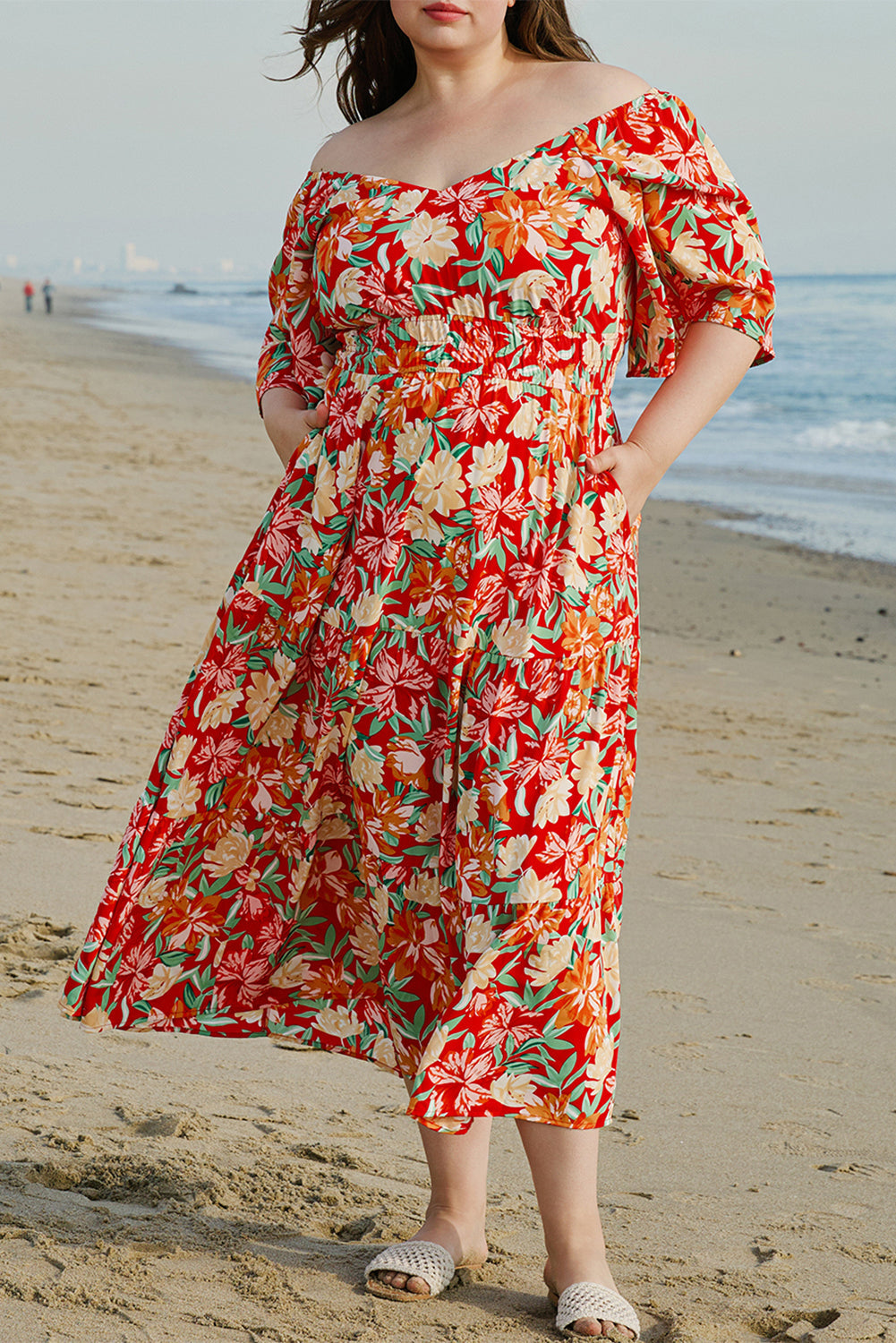 Orange Floral Maxi Dress Plus LT