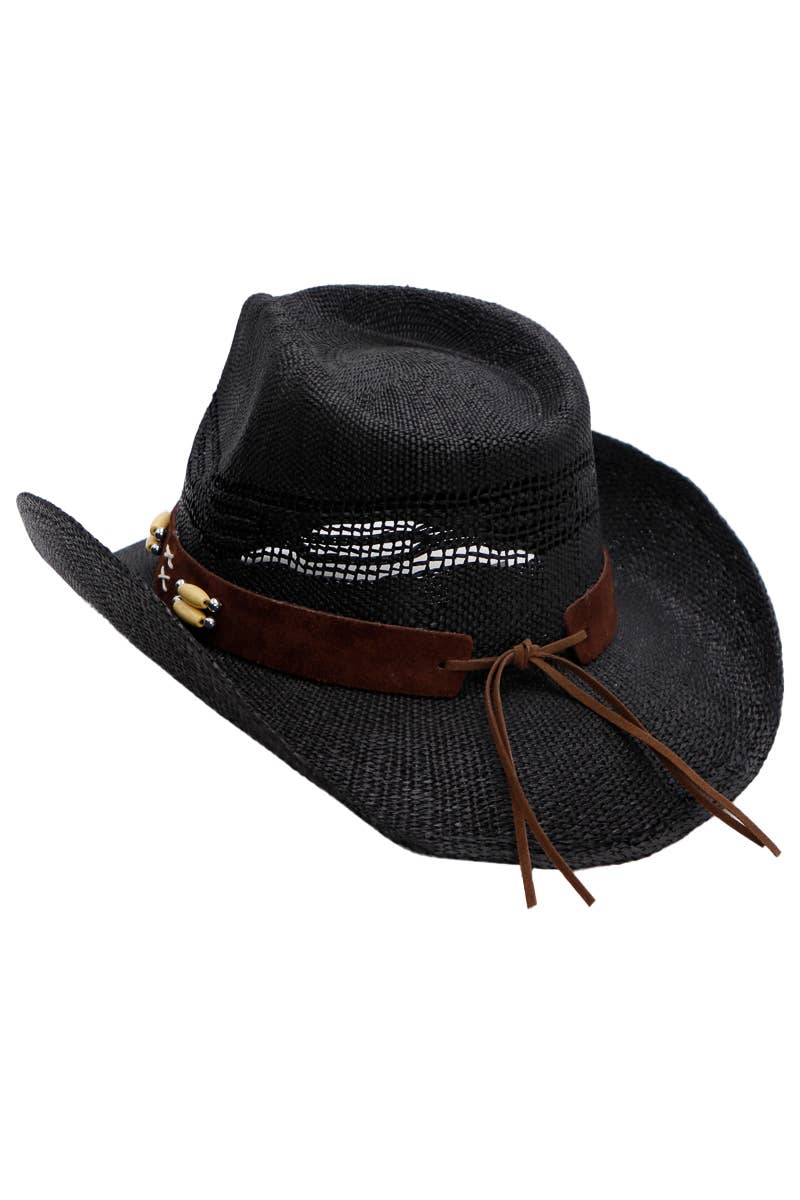 Navajo Concho Beaded Cowboy Hat- Black