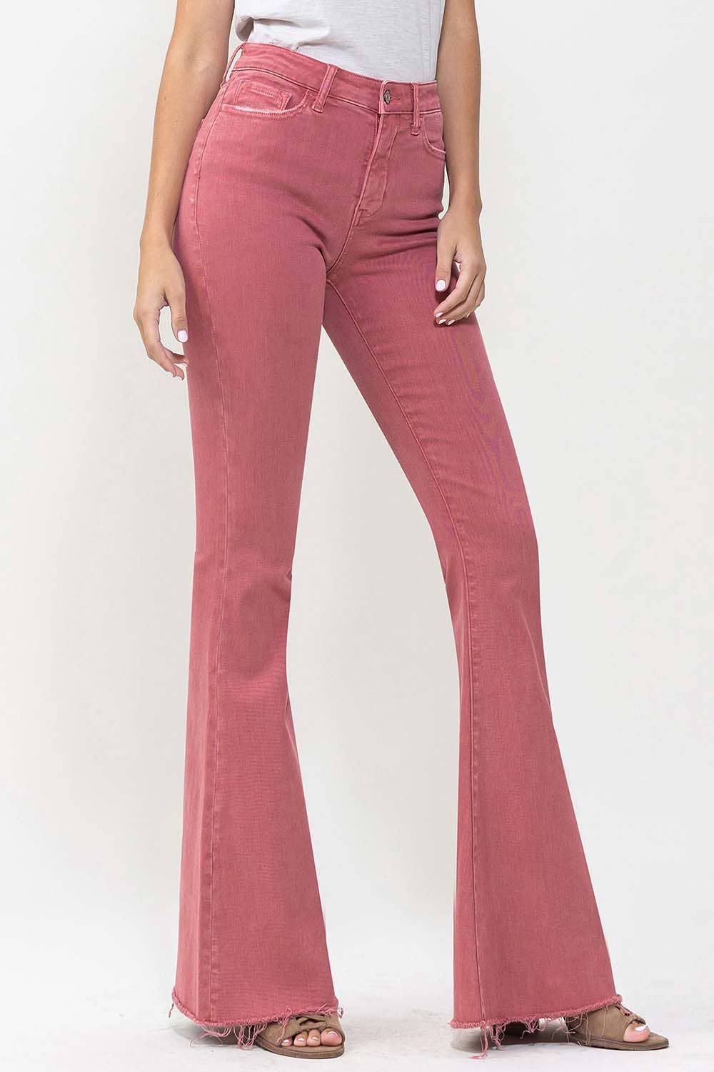 HIGH RISE SUPER FLARE JEANS- MINERAL RED