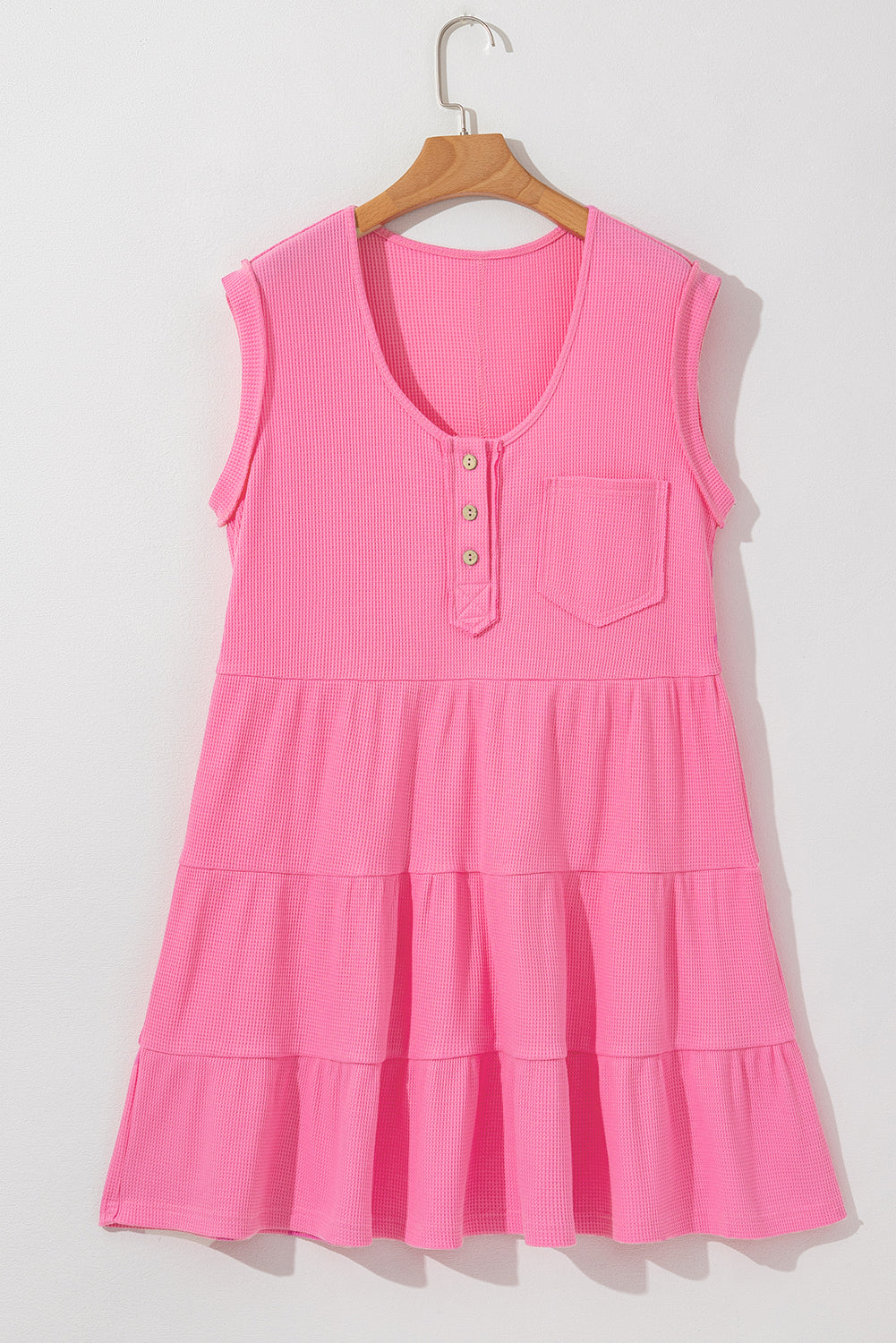 Pink Waffle Knit Sleeveless Dress LT