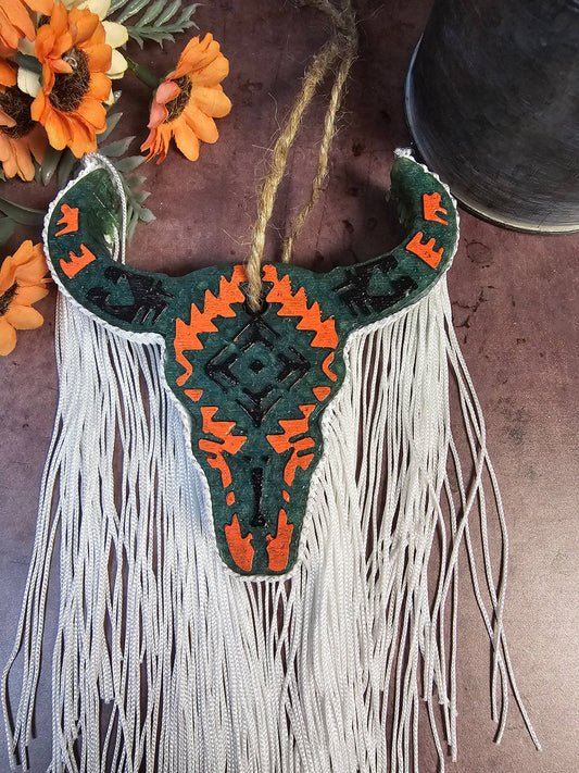 Aztec Bull Head w/Fringe Freshie: Bull Head- Candy Fluff