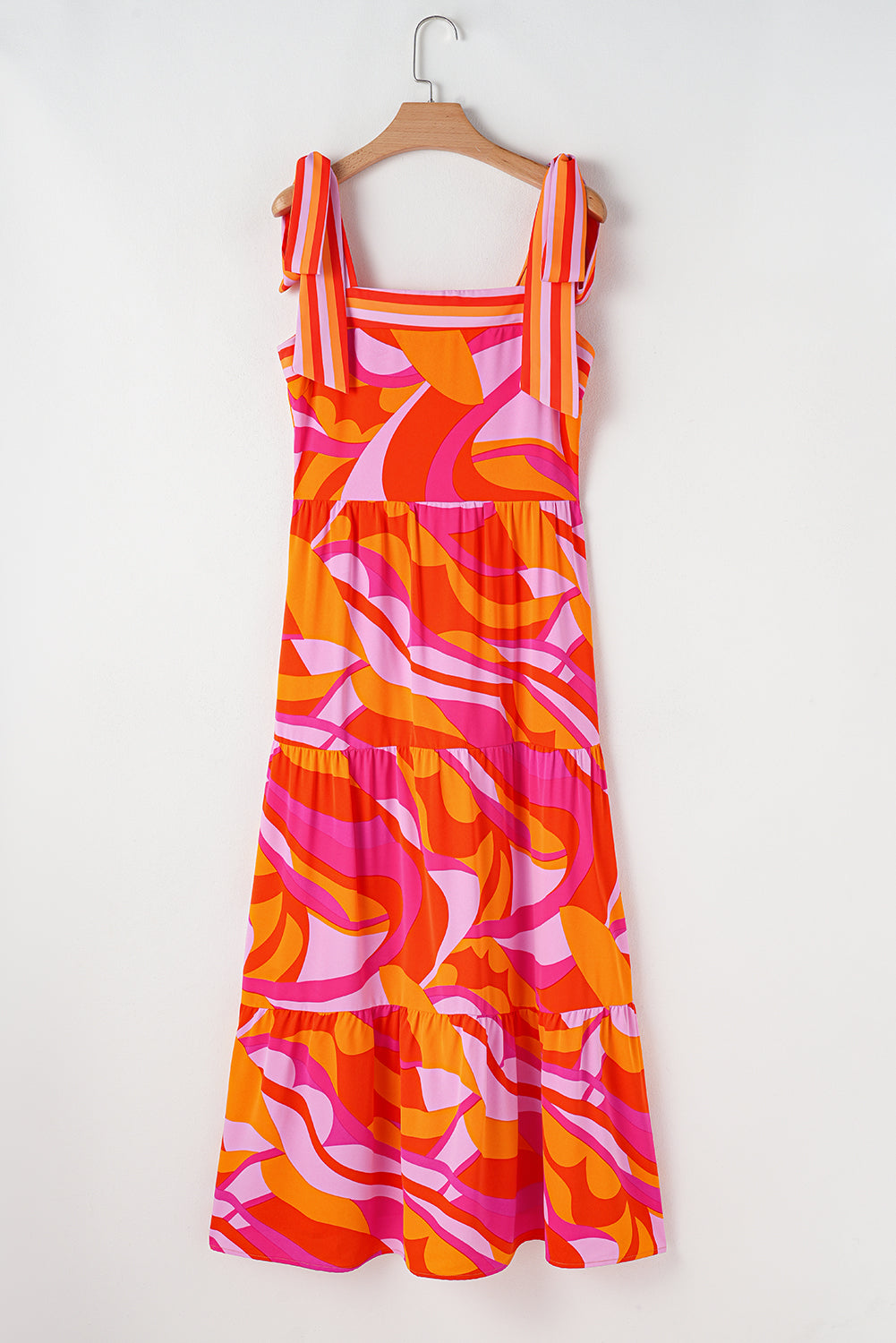 Pink Abstract Knotted Strap Maxi Dress LT