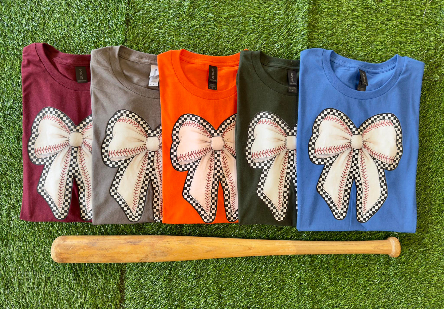 Checkered Baseball Bow Tee