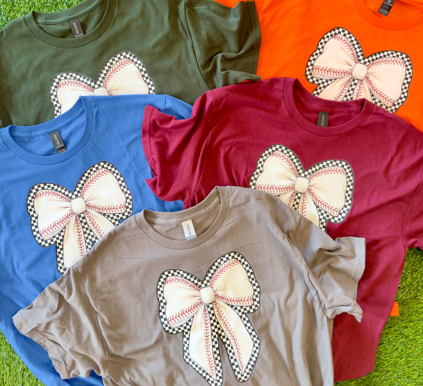 Checkered Baseball Bow Tee