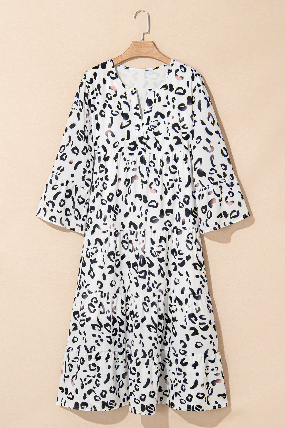 White Leopard Print Maxi Dress LT