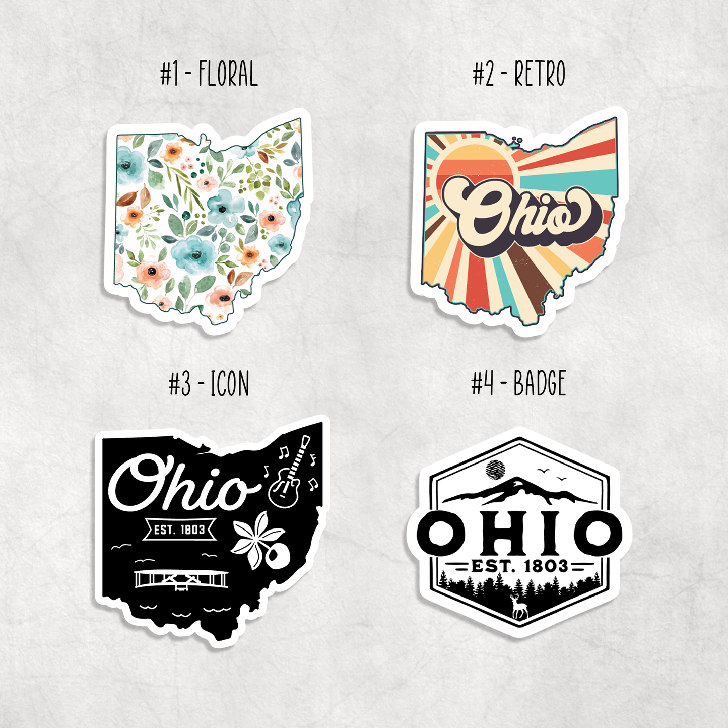 Ohio Stickers: Design 1 - Floral