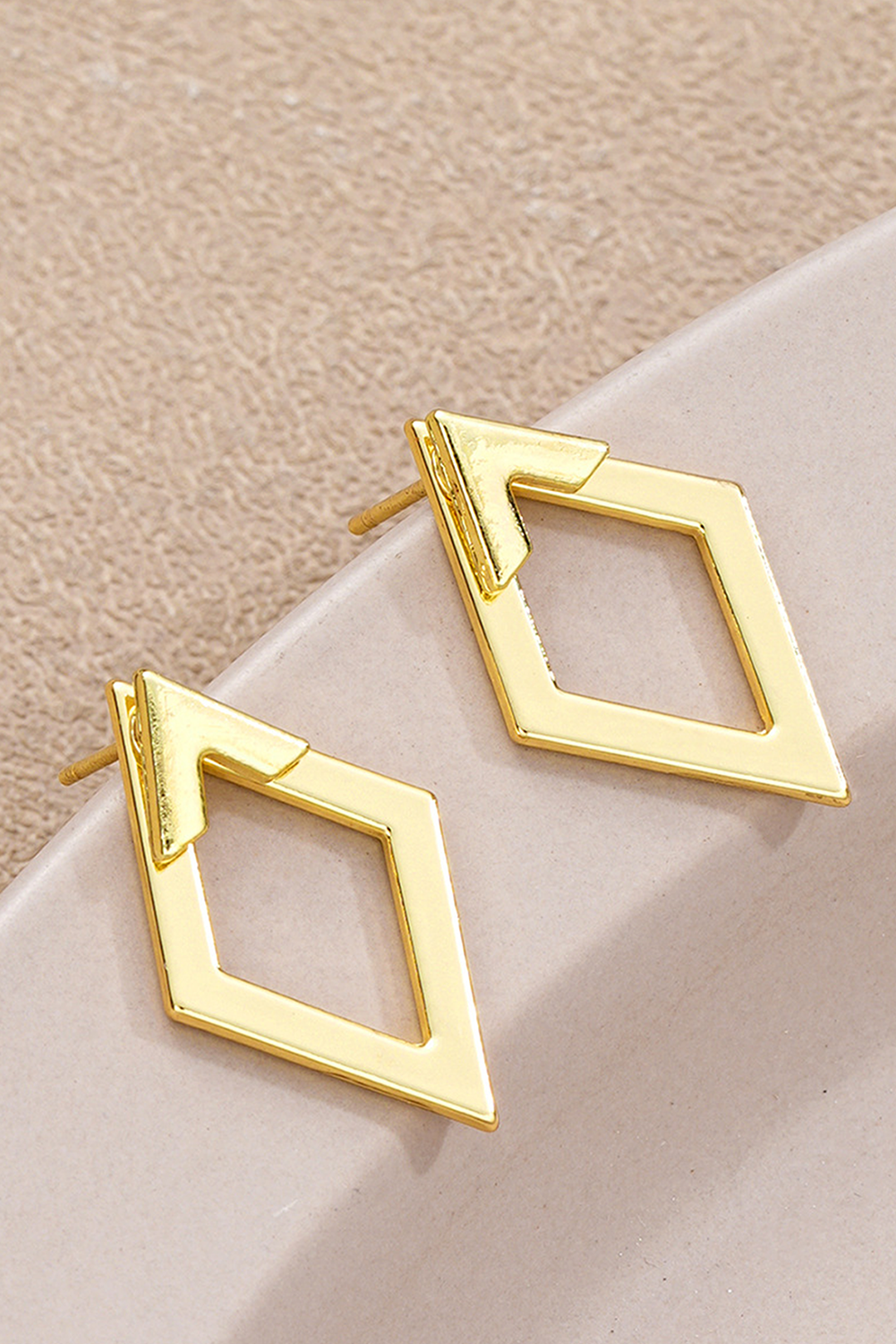 Gold Rhombus Stud Earrings LT