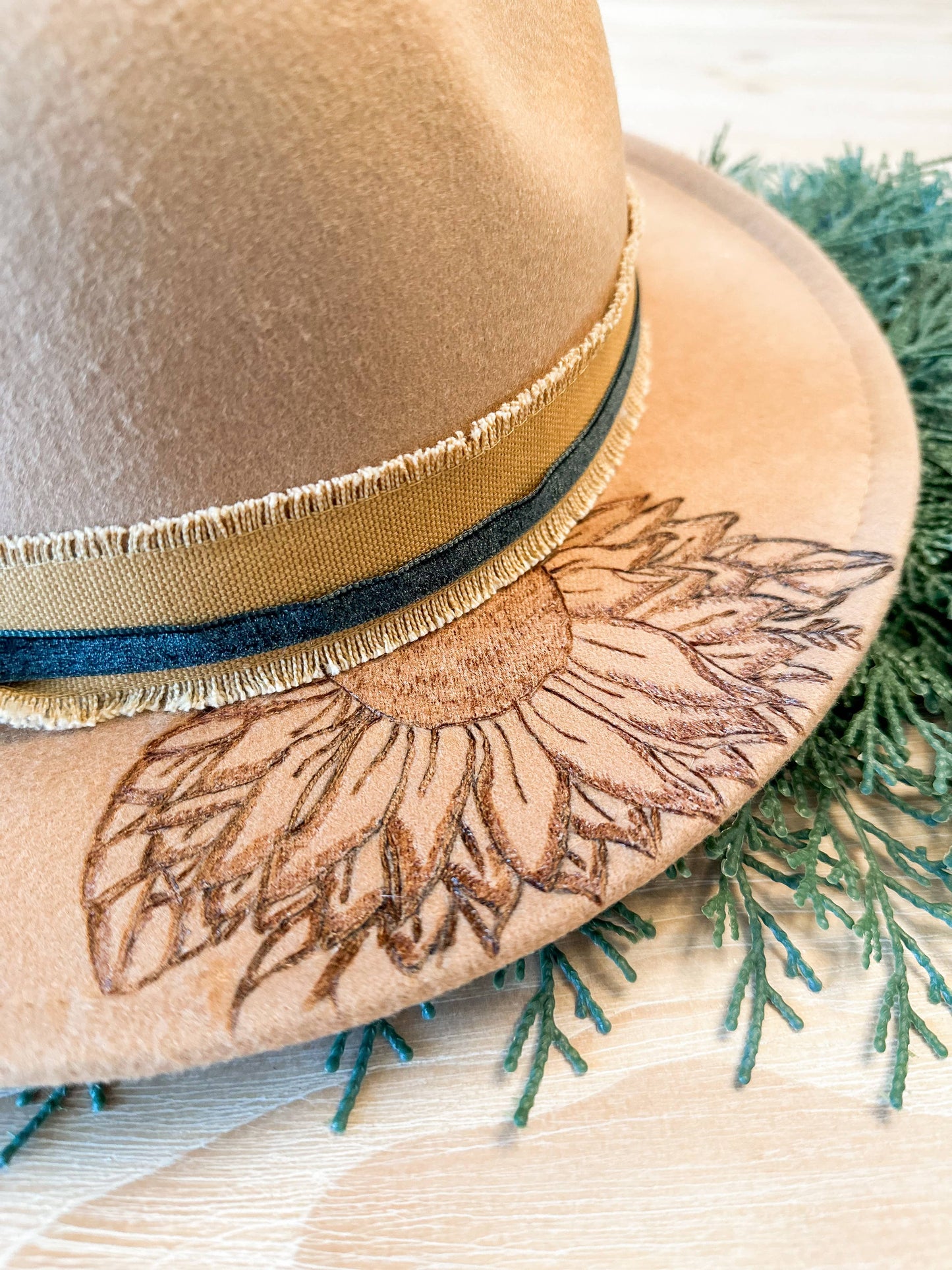 Kids Hand Burnt Western Hat | Sunflower | Fall: Tan / Hat Bar Style