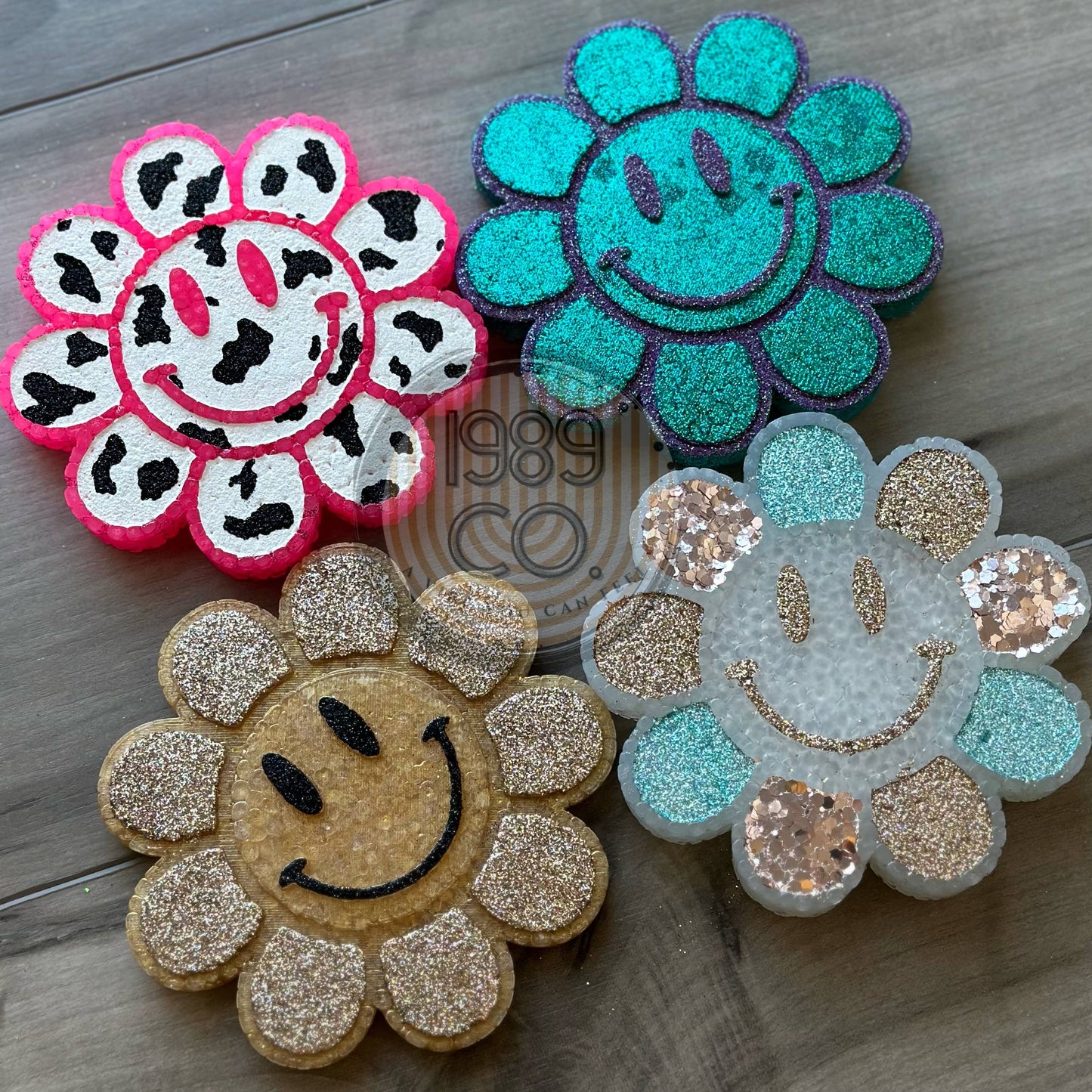 Happy Flower Car Freshie: Pink Cow Print / Iced vanilla Woods