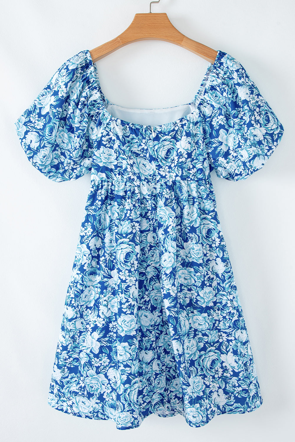 Blue Floral Puff Sleeve Mini Dress LT