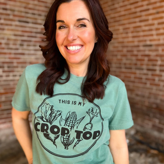 CROP TOP -  Graphic Tee     : Green / S