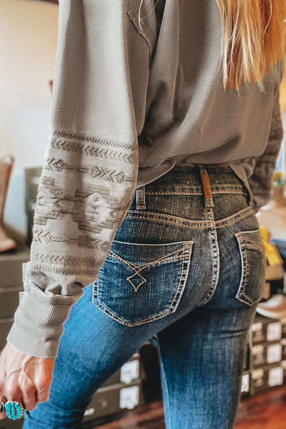 Aztec Sleeve Western Top LT