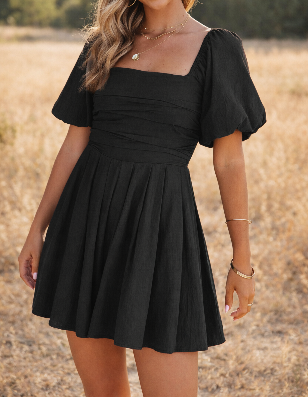 Black Square Neck Romper March.