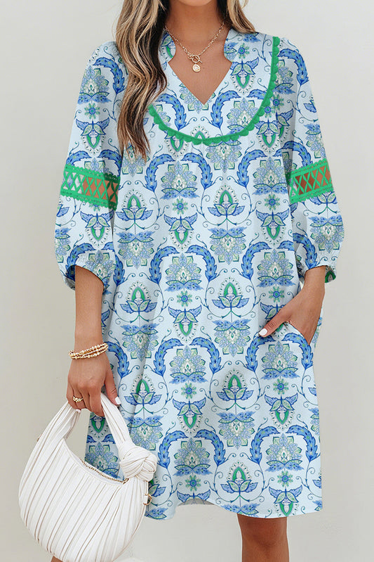 Blue Boho Paisley Dress LT