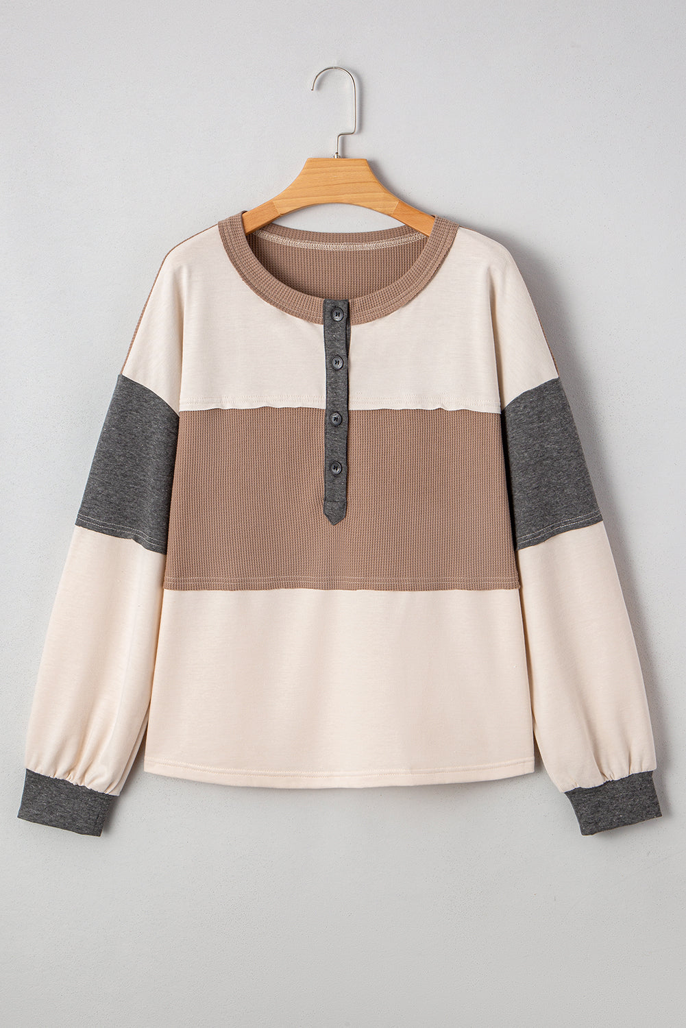Colorblock Waffle Henley Top LT