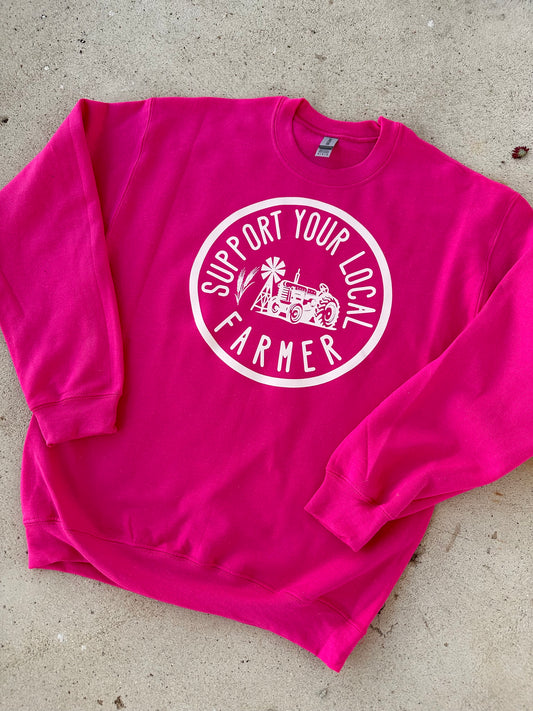 Support Your Local Farmer Sweatshirt- Pink