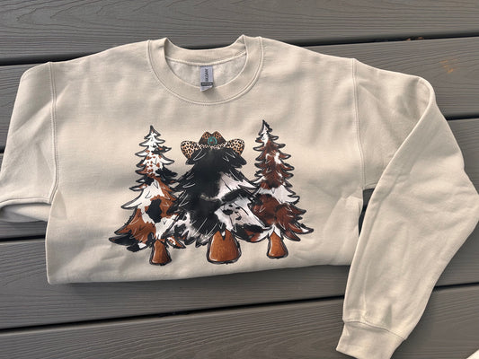Cowhide Christmas Tree Sweatshirt