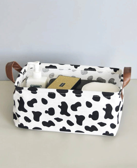 Cowprint Canvas Basket