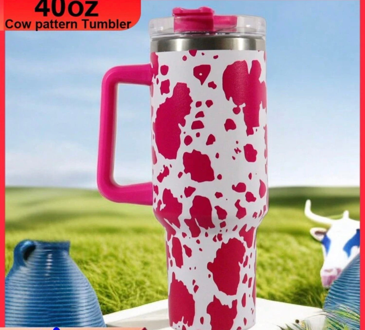 40 oz Cow Print Tumbler