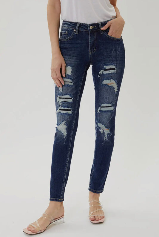 Mid Rise Super Skinny- Dark Wash