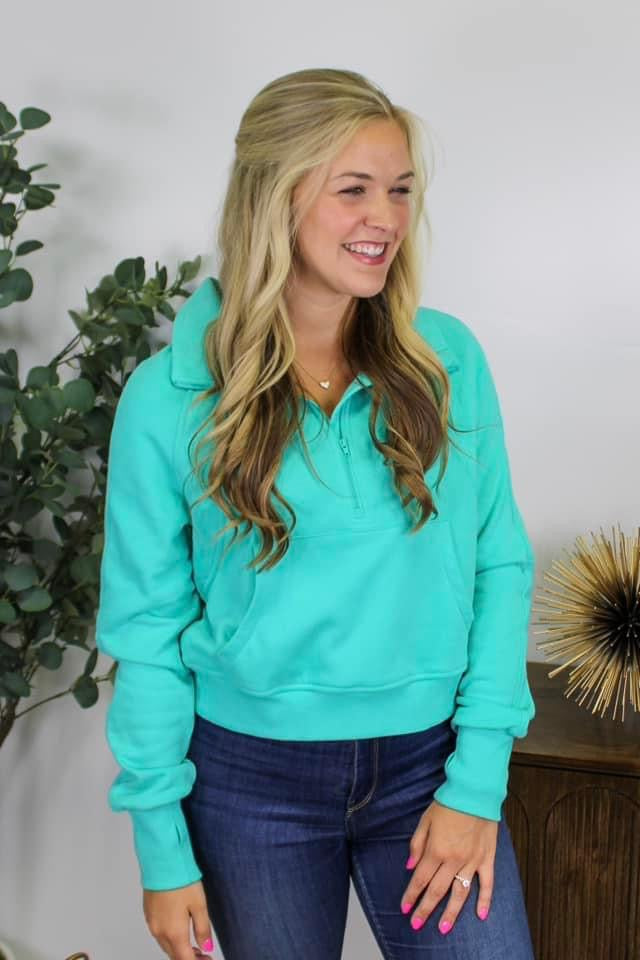 Claire Turquoise 3/4 Zip Jacket