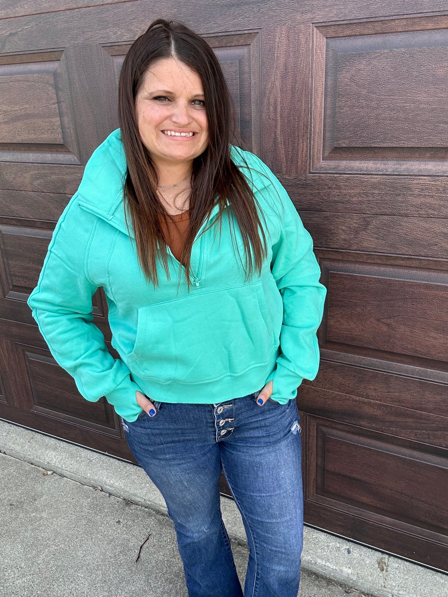 Claire Turquoise 3/4 Zip Jacket