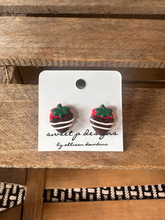 Choc Covered Strawberry Stud Earrings