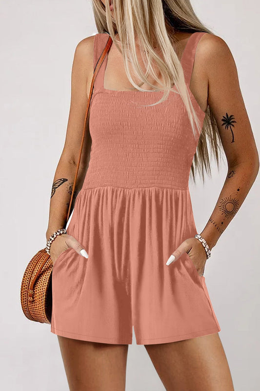 Apricot Pink Smocked Romper LT