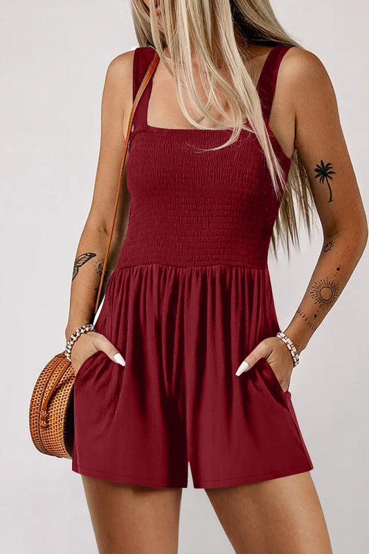 Burgundy Smocked Romper LT