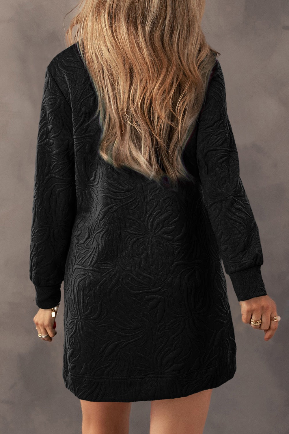 Black Textured Shift Dress LT