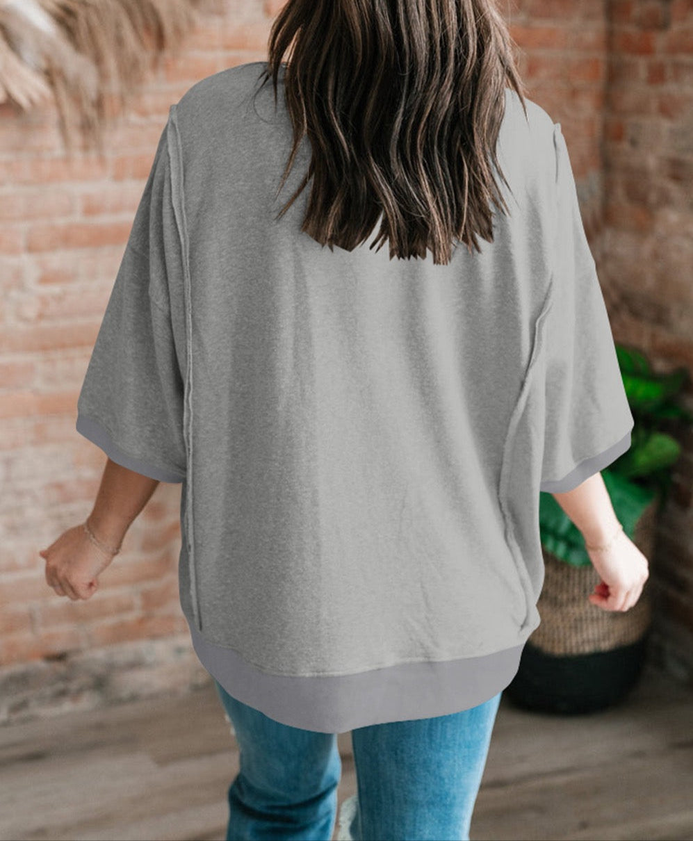 Grey Exposed Seam Tee LT